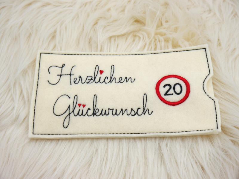 Stickdatei ITH Schokohülle 20 Herzlichen Glückwunsch S380-05-20